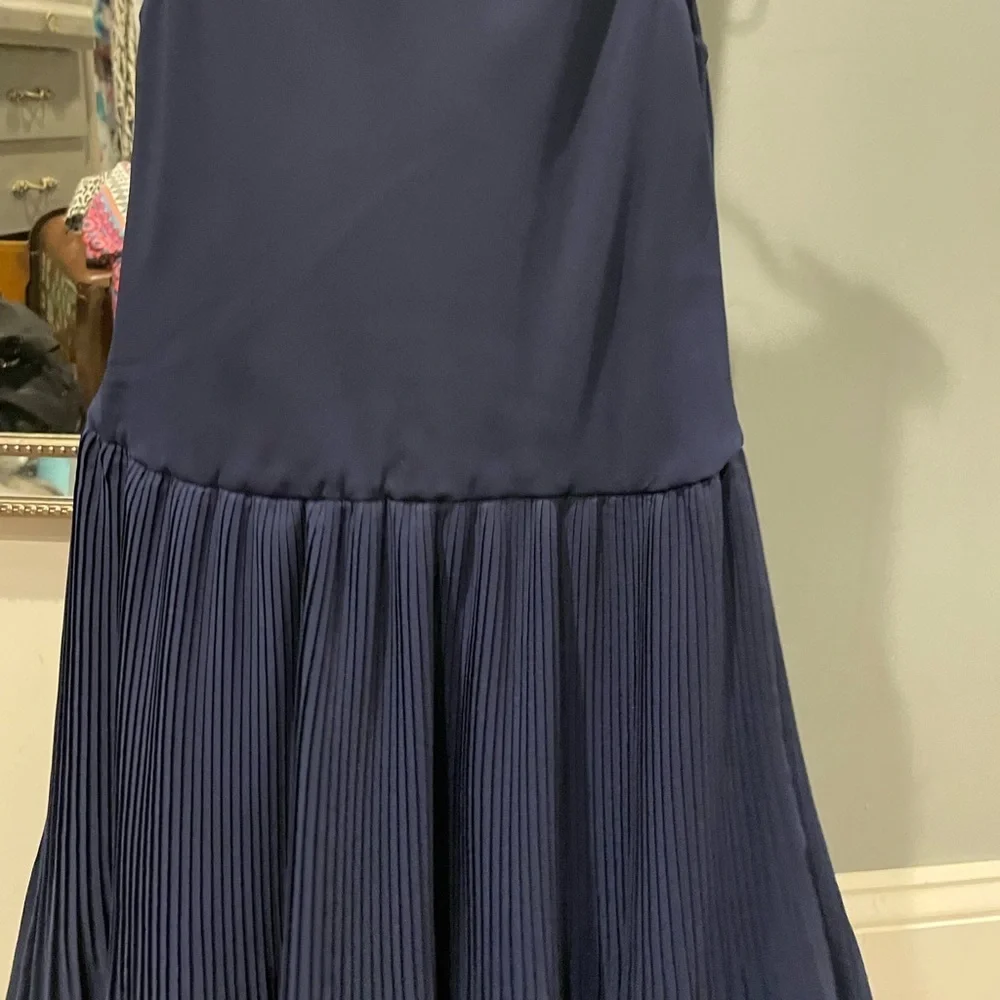 navy blue ralph lauren scoop neck Formal pleated dress size 10